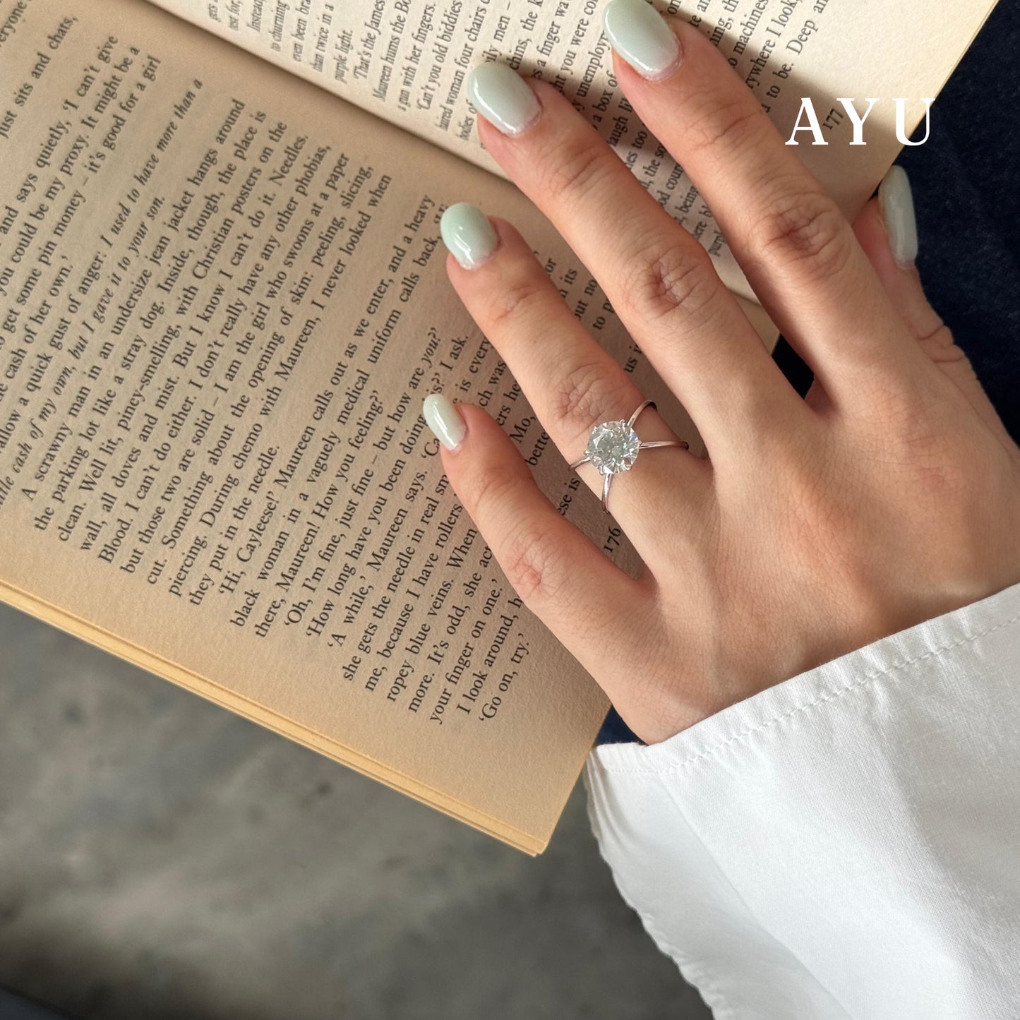 AYU Cincin Emas - Glam Gigi 6 Prong X Ring 17k White Gold