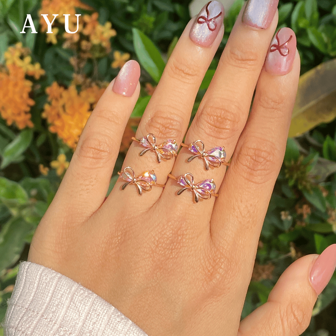 AYU Cincin Emas - Magical Fairy Ribbon Ring 17k Rose Gold