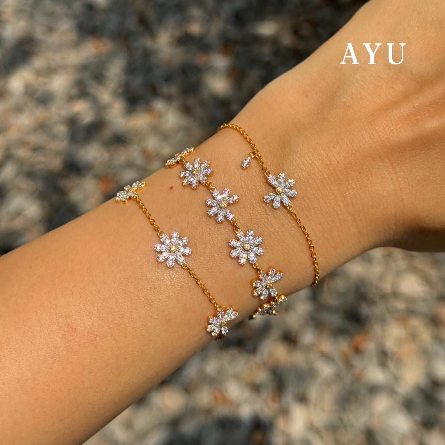 AYU Gelang Emas - G Daisy Eternity Bracelet 17k Rose Gold