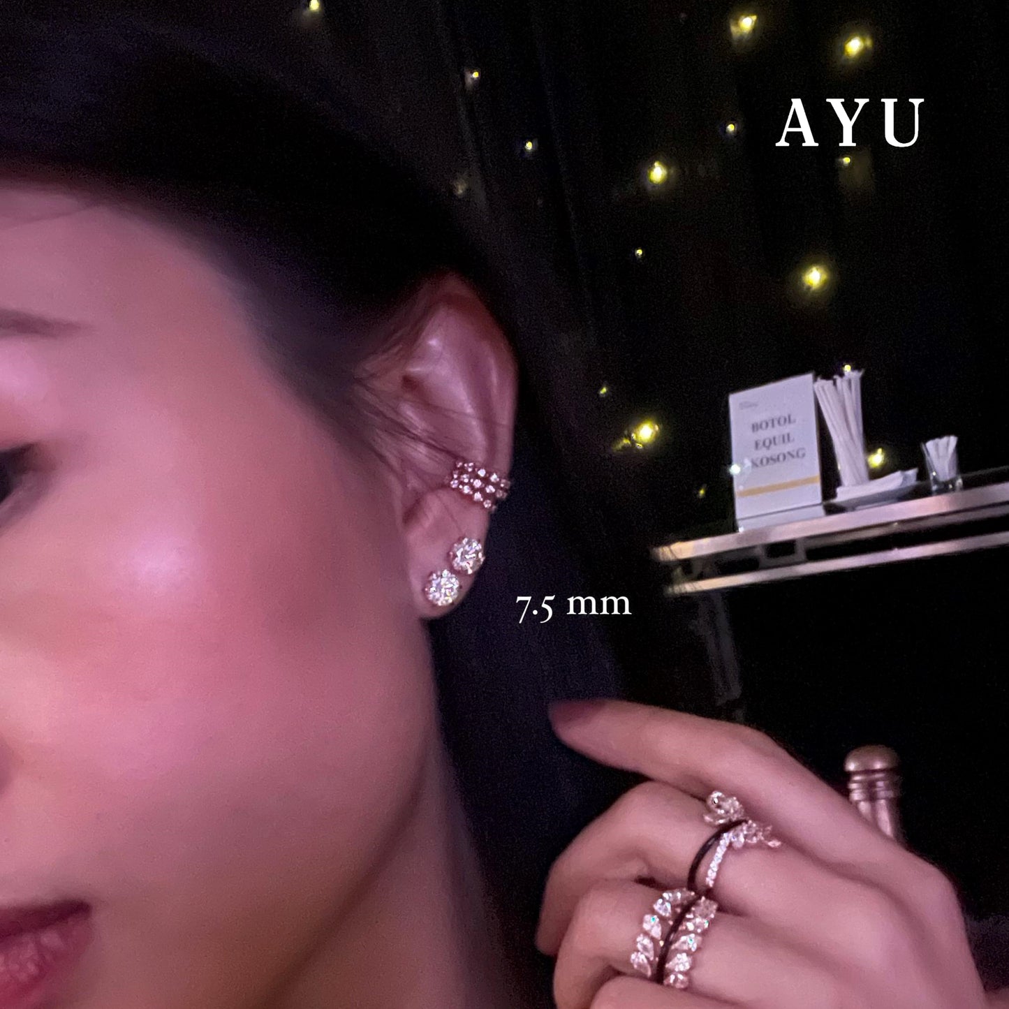 AYU Anting Emas Tindik - Glam Gigi 6 Prong Studs 17k White Gold