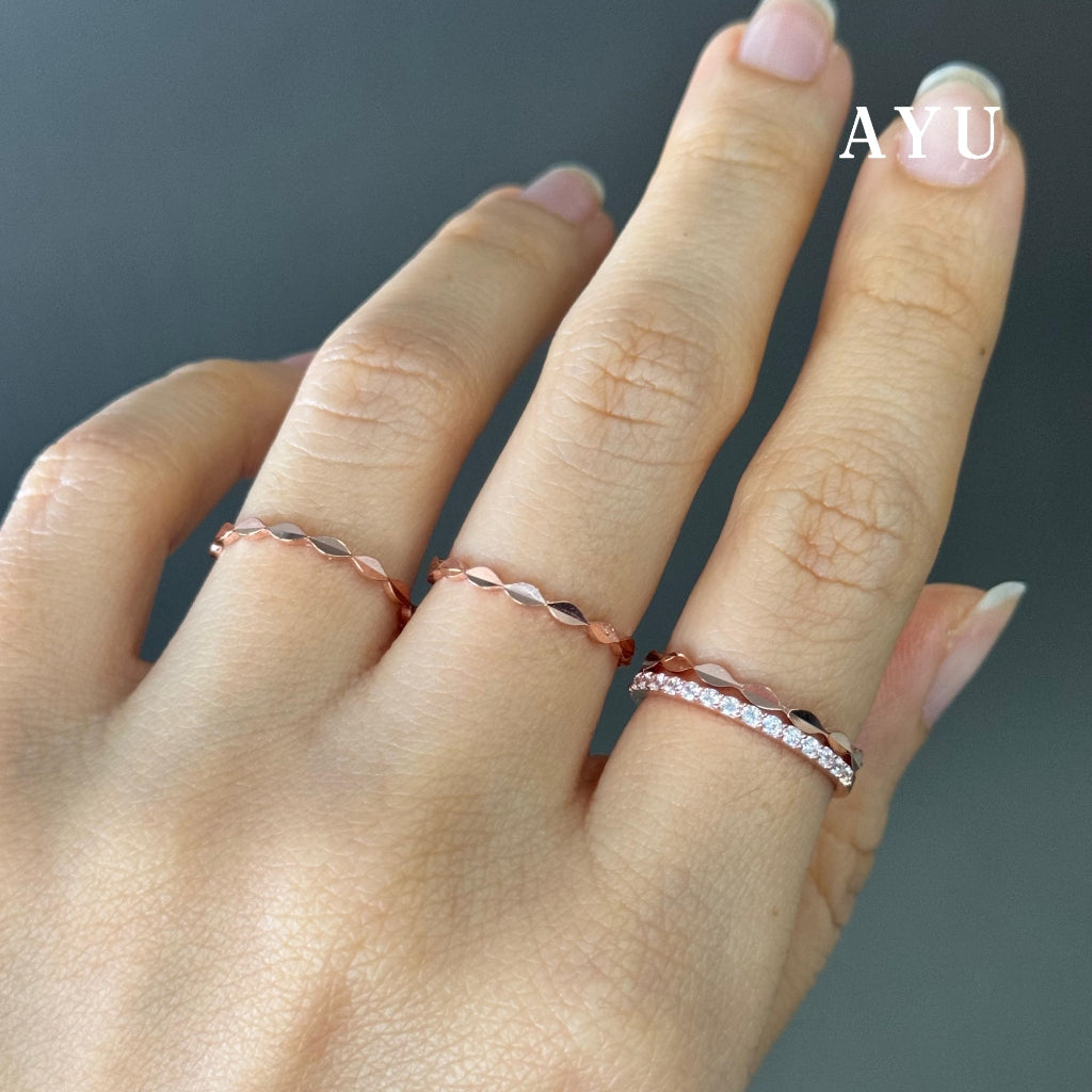 AYU Cincin Emas-Gold Marquise Cut Bling Stack 16k Yellow Gold