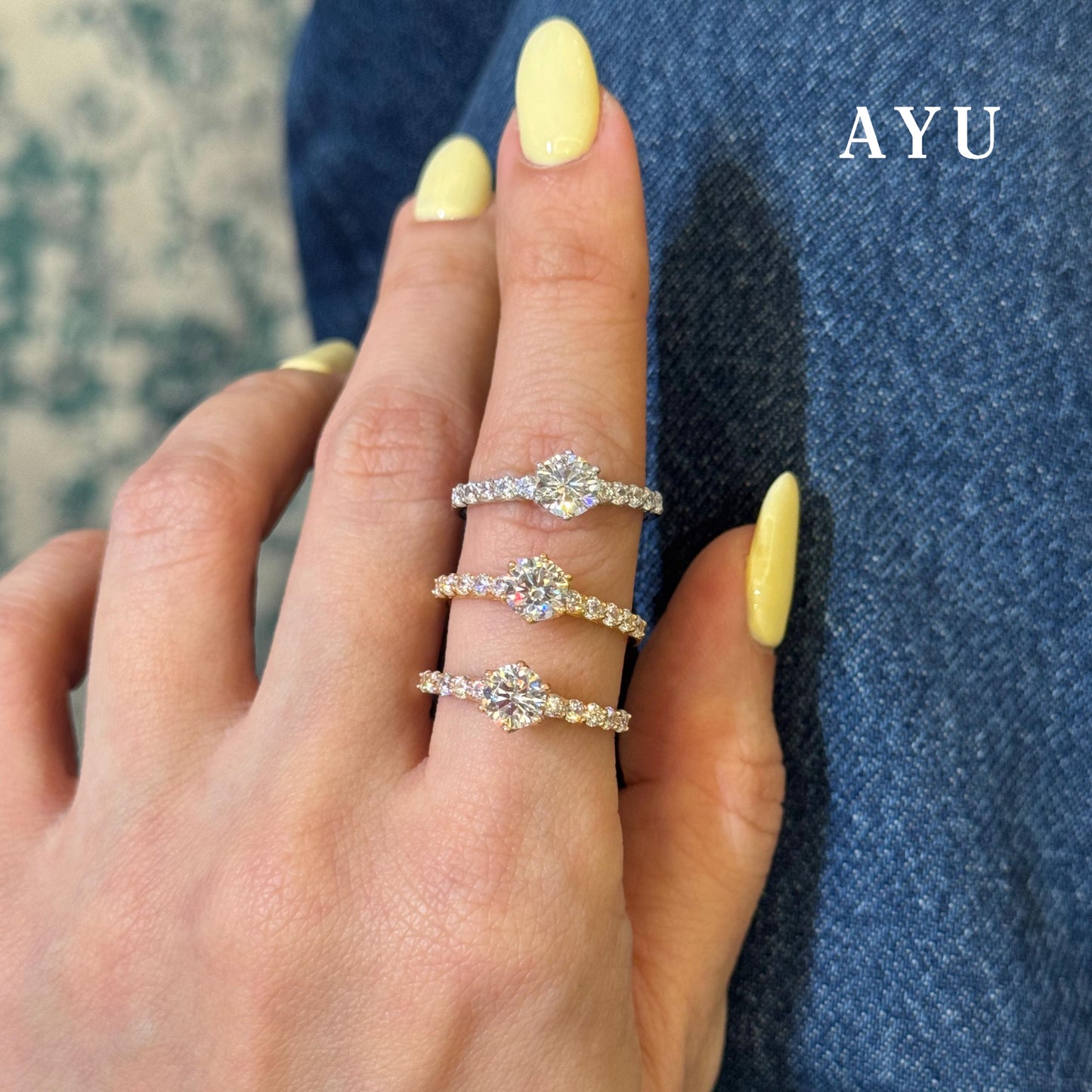 AYU Cincin Emas - Baby Gigi 6 Prong Solitaire Ring 17k White Gold