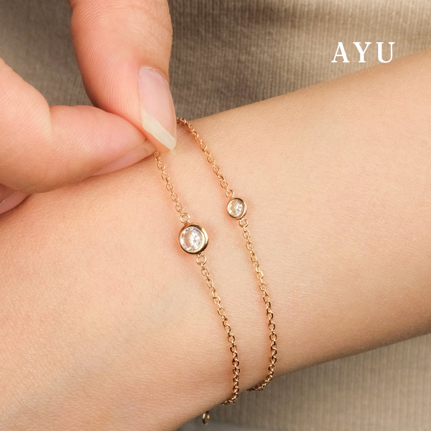 AYU Gelang Emas - Mini Bezel Chain Bracelet 16K Yellow Gold