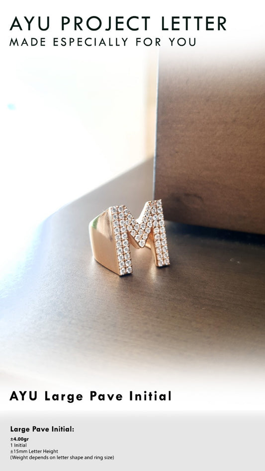 Custom Order PL Cincin Large Pave Initial (Z) 17K Yellow Gold R.20