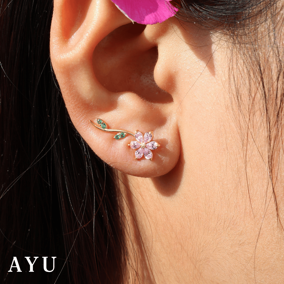 AYU Anting Emas - Everbloom Angel Vine Earclimbers 17k Rose Gold