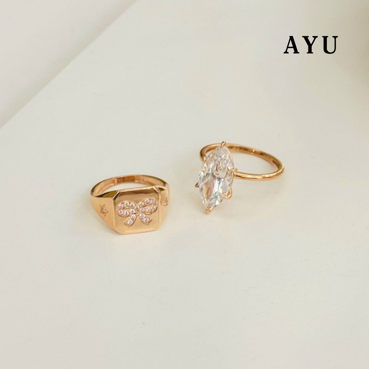 AYU Cincin Emas - The Ayu Setting In Glam Sella Cut 16k Yellow Gold