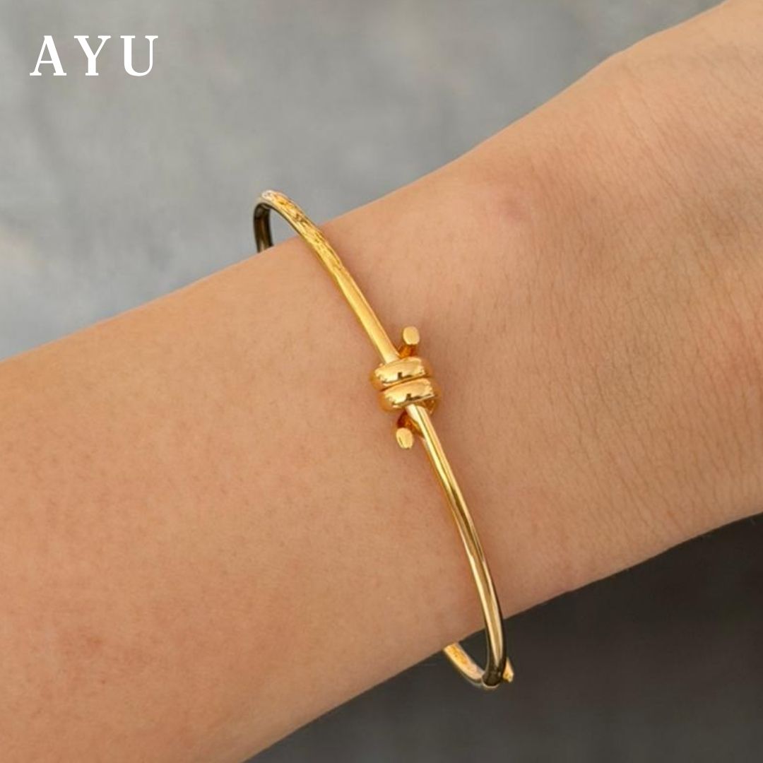 AYU Gelang Emas - Coily Knot Wire Bangle 17k Rose Gold