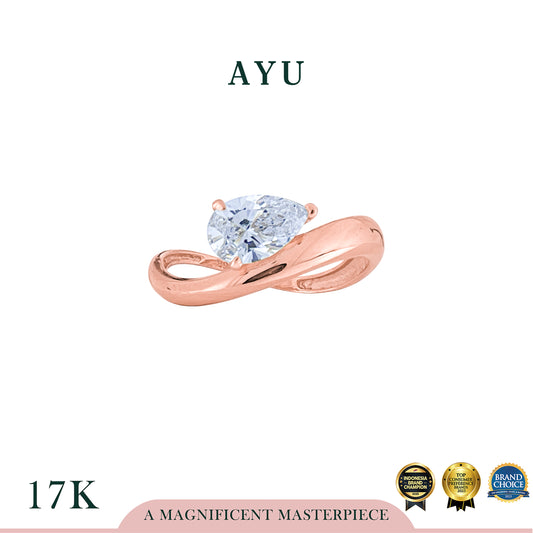 AYU Cincin Emas - Floating Teardrop Ring 17k Rose Gold