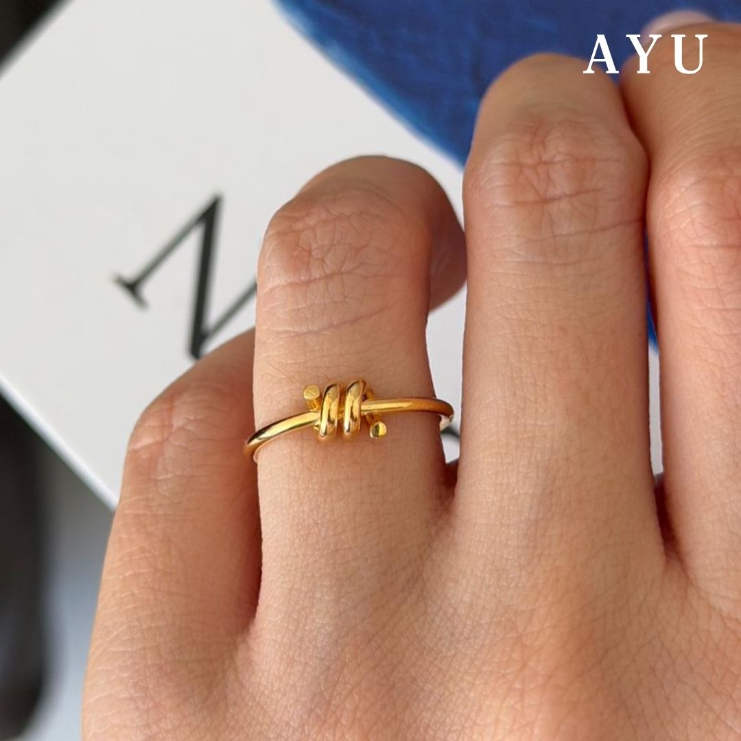 AYU Cincin Emas - Coily Knot Ring 16k Yellow Gold
