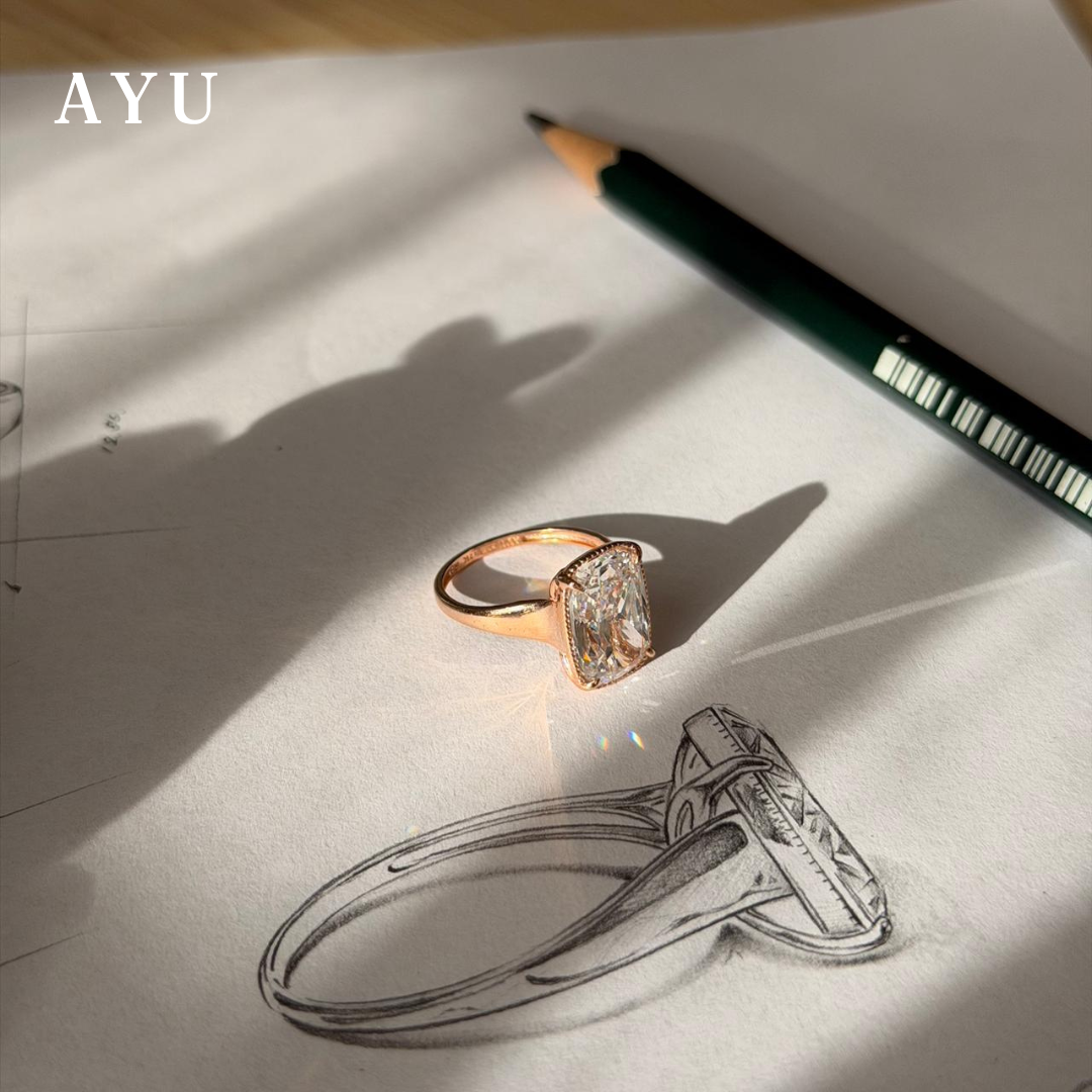 AYU Cincin Emas - The Ophelia Solitaire 17K Rose Gold