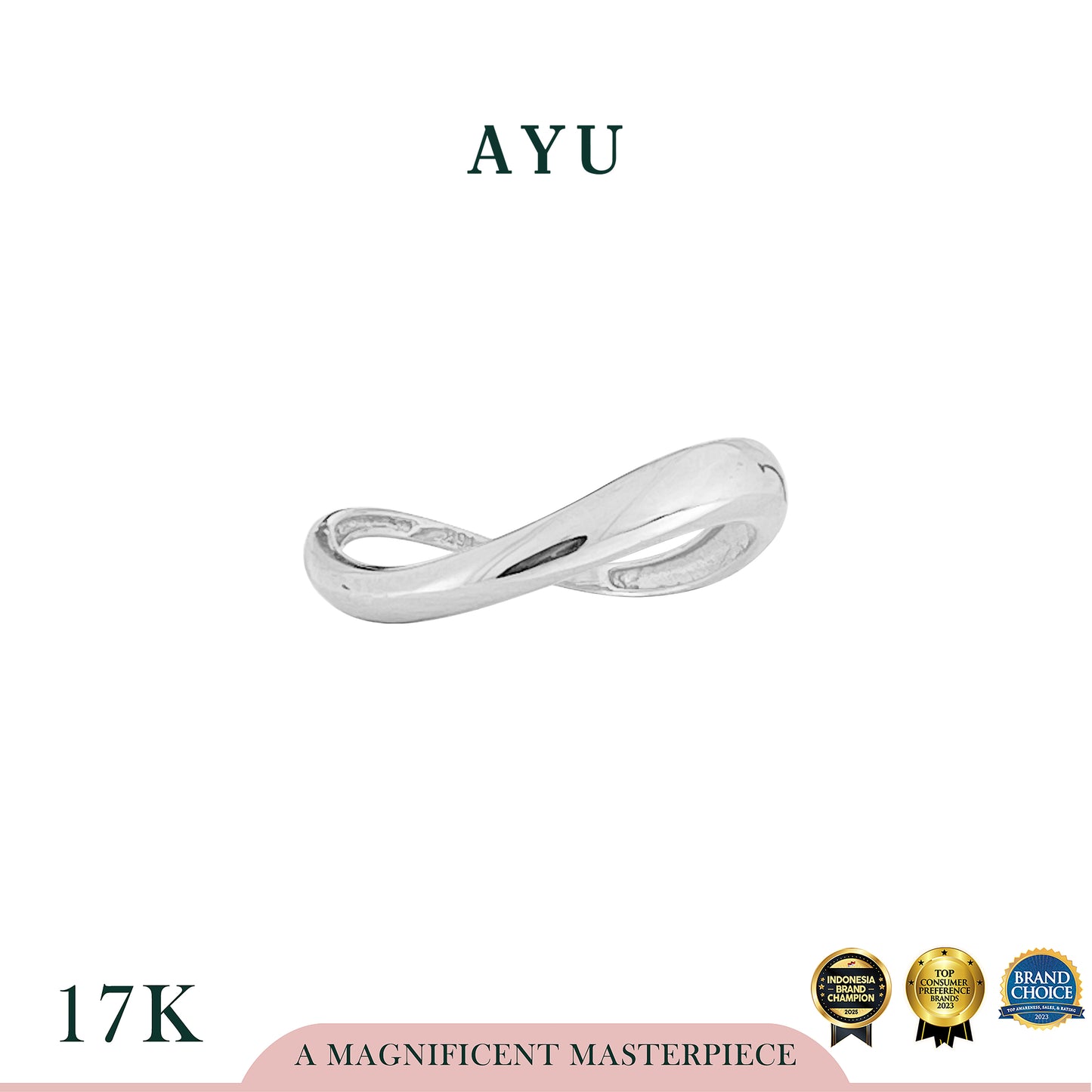 AYU Cincin Emas - Gold Floating Ring 17k White Gold