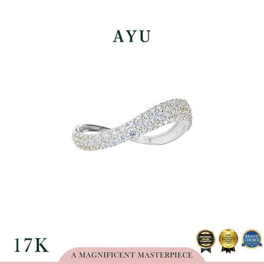 AYU Cincin Emas - Pave Floating Ring 17k White Gold