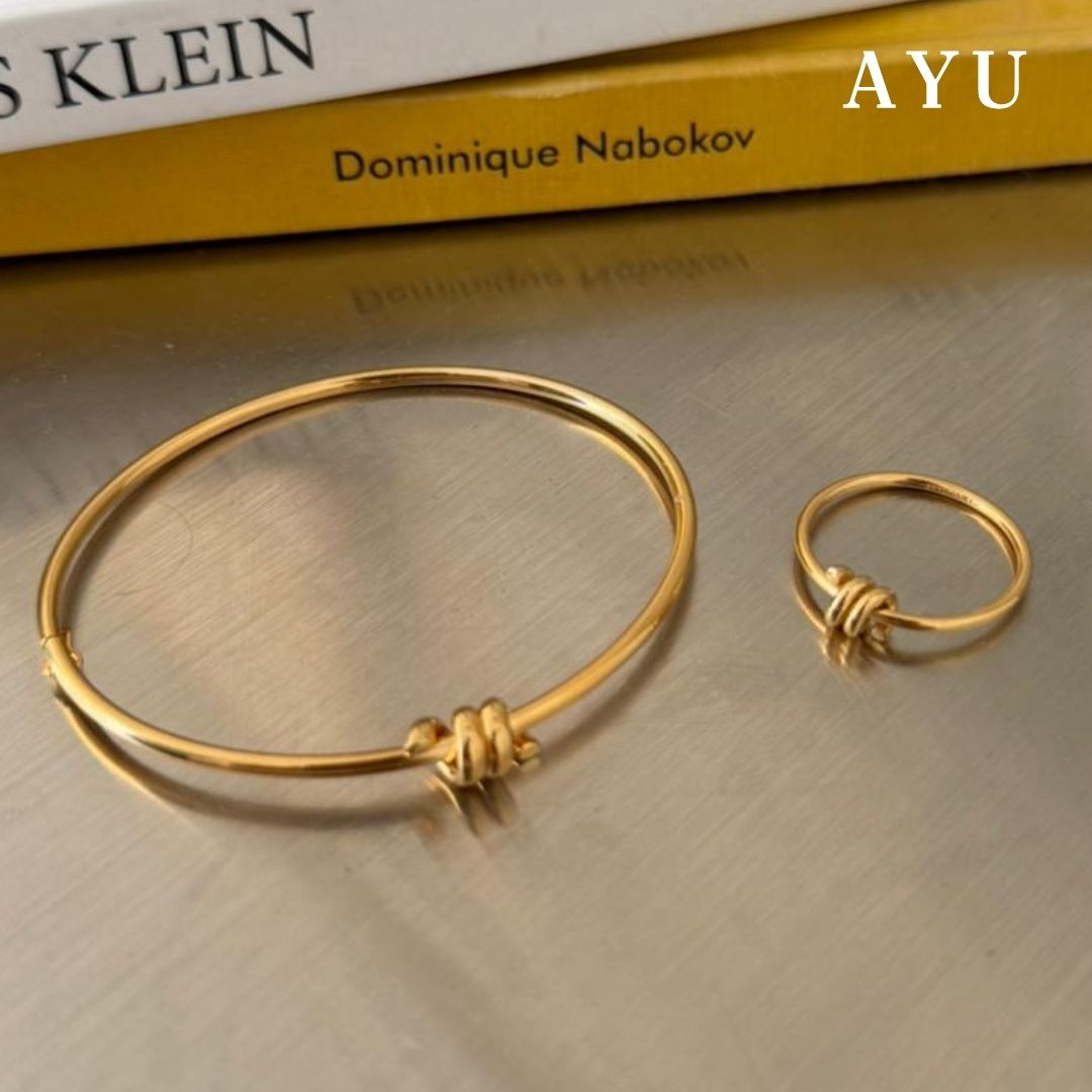 AYU Gelang Emas - Coily Knot Wire Bangle 17k Rose Gold