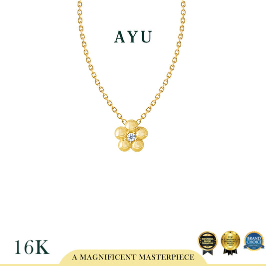 AYU Kalung Emas - Mochi Flower Chain Necklace 16k Yellow Gold