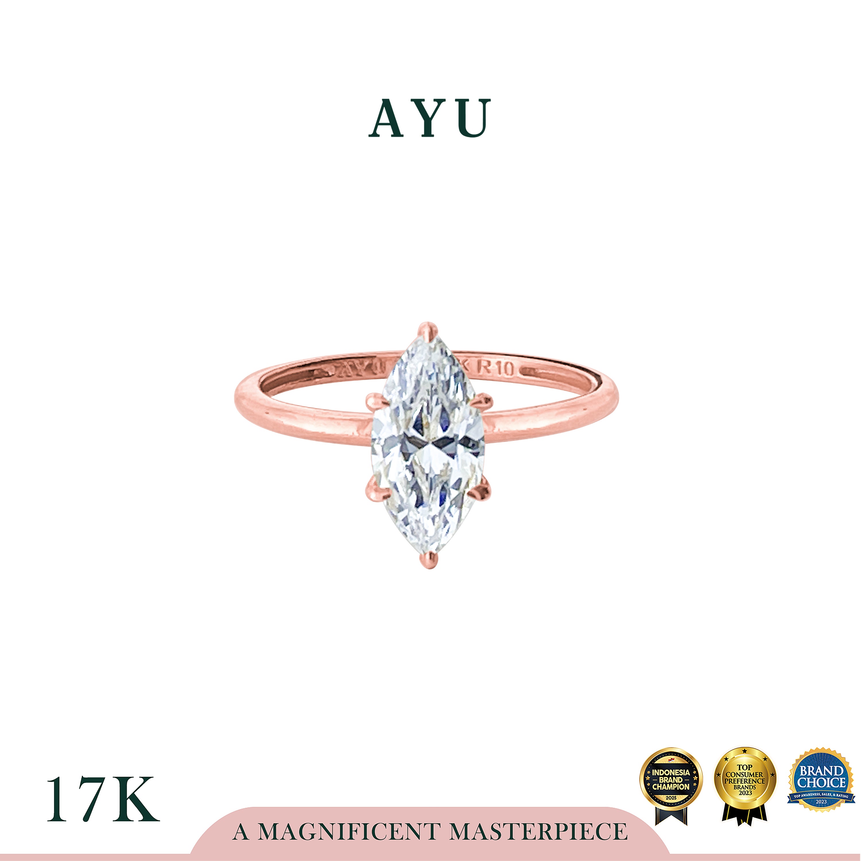 The AYU Setting In Mini Sella Cut 17k Rose Gold