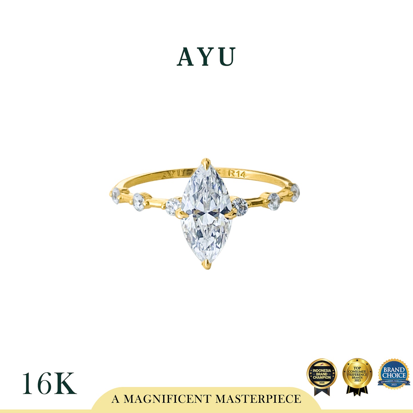 The AYU Mini Selly Spaced Ring 16k Yellow Gold