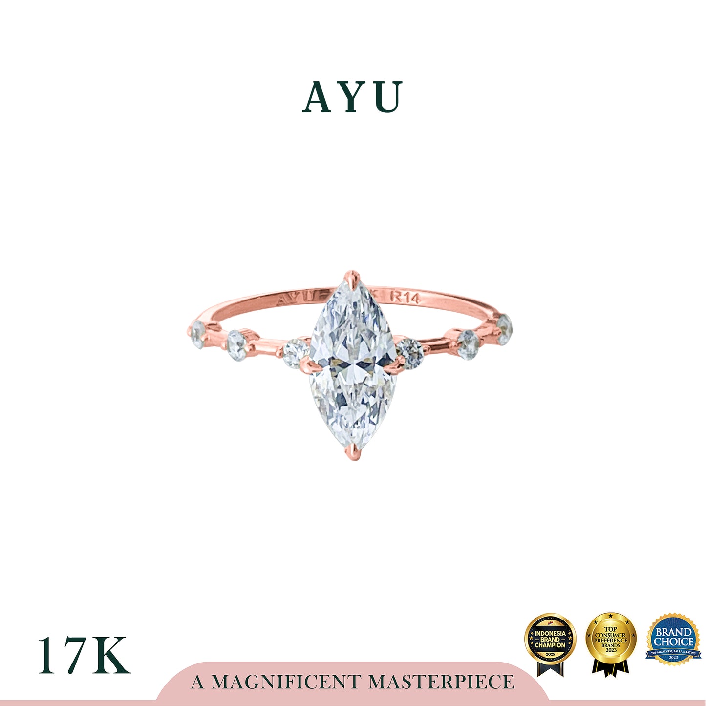 The AYU Mini Selly Spaced Ring 17k Rose Gold