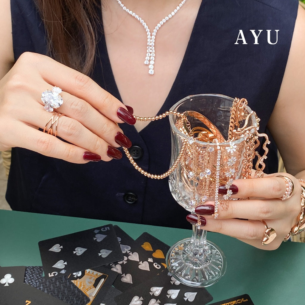 AYU Cincin Emas - The Legacy Oval Glam Trilogy Solitaire 17k White Gold