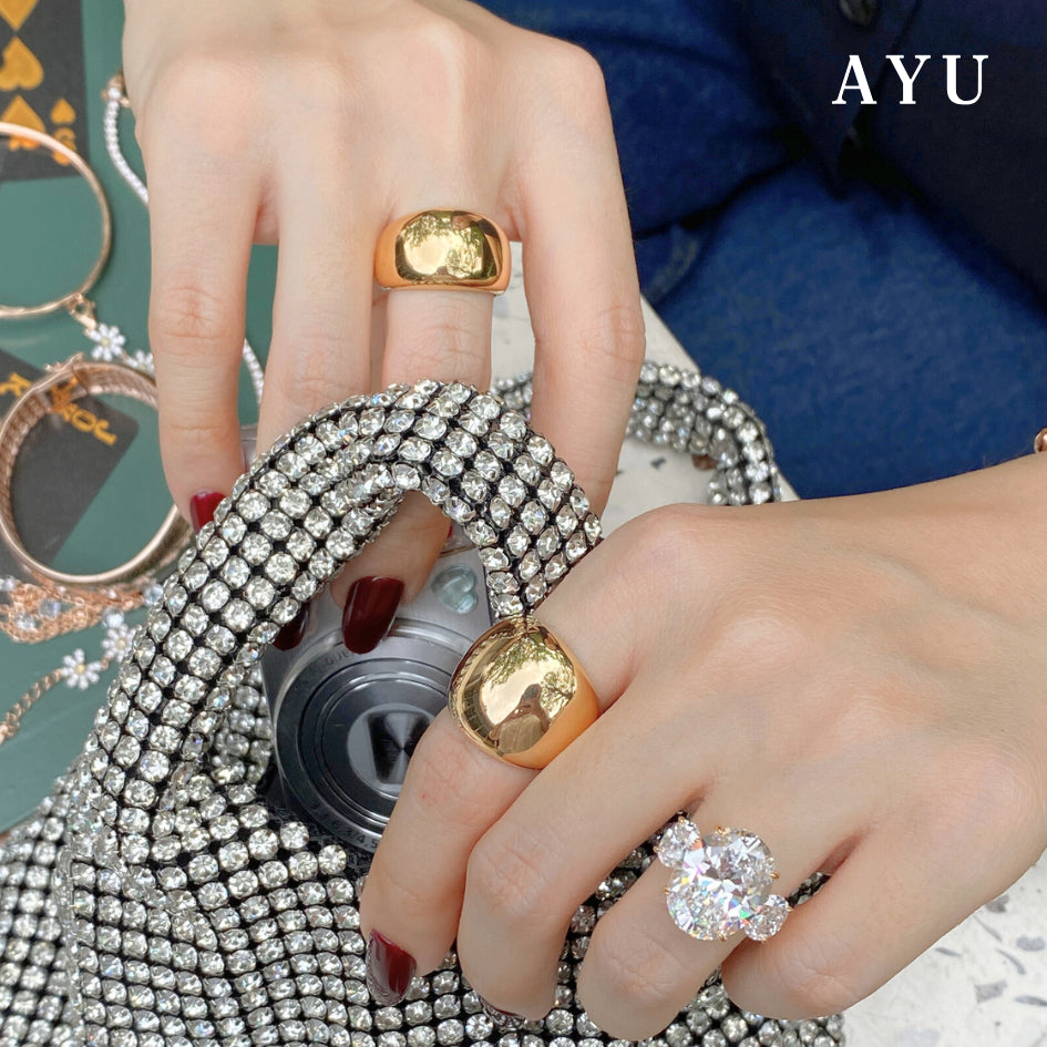 AYU Cincin Emas - Medium Golden Globe 16k Yellow Gold