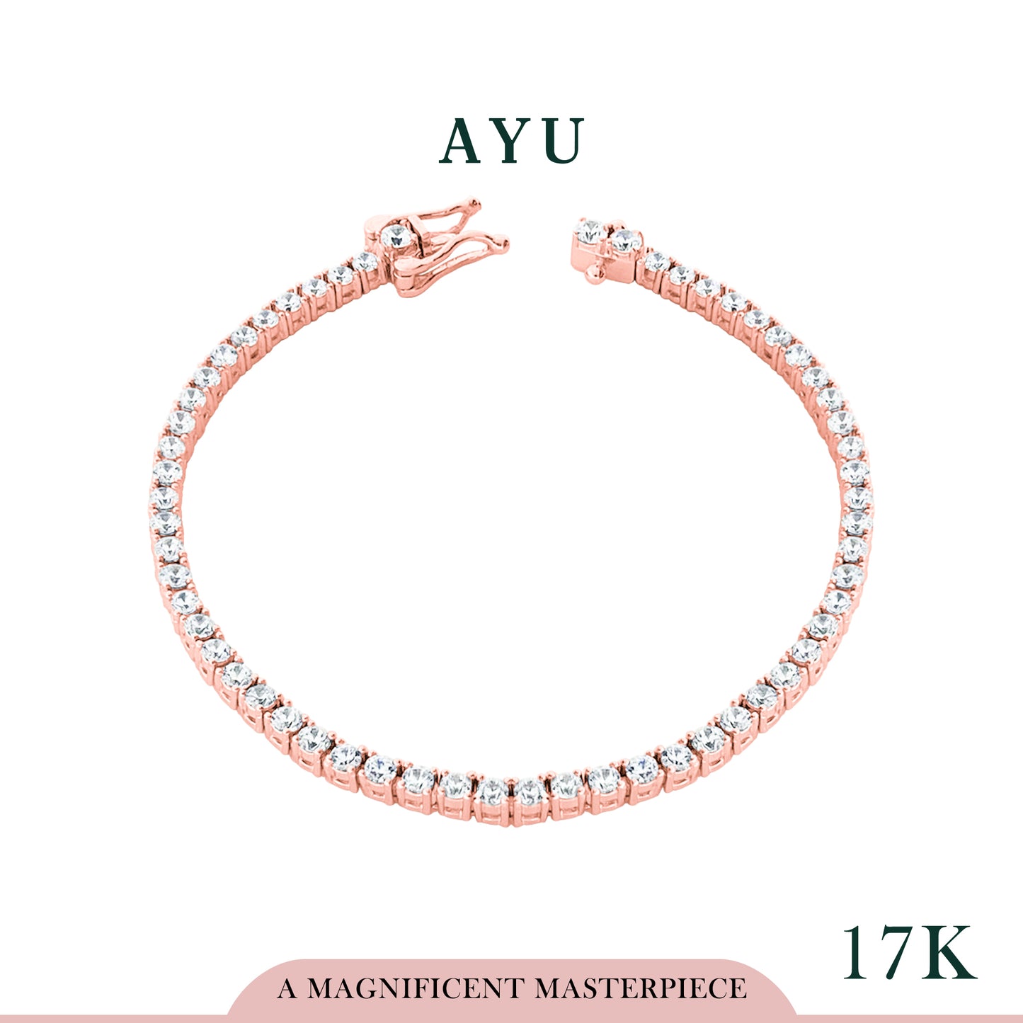 AYU Gelang Emas - Classic Eternity Bracelet 17k Rose Gold