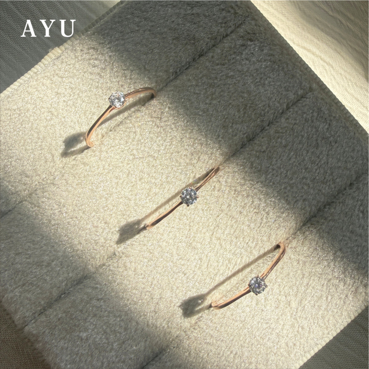 AYU Cincin Emas - Whisper Mini Round Solitaire 17k Rose Gold