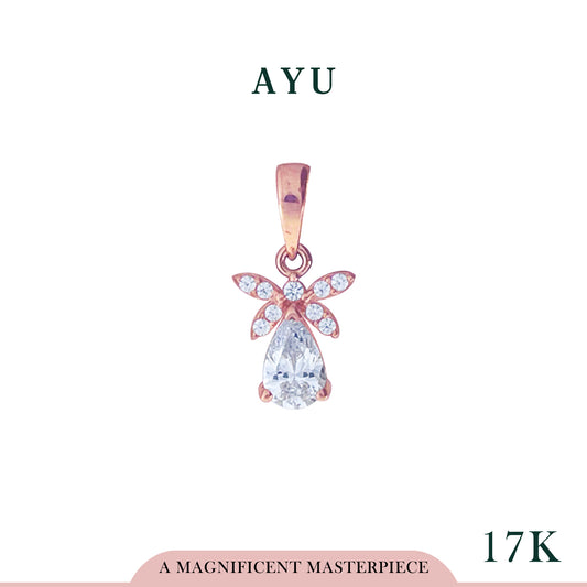 AYU Liotin Emas - Butterfly Teardrop Pendant 17k Rose Gold