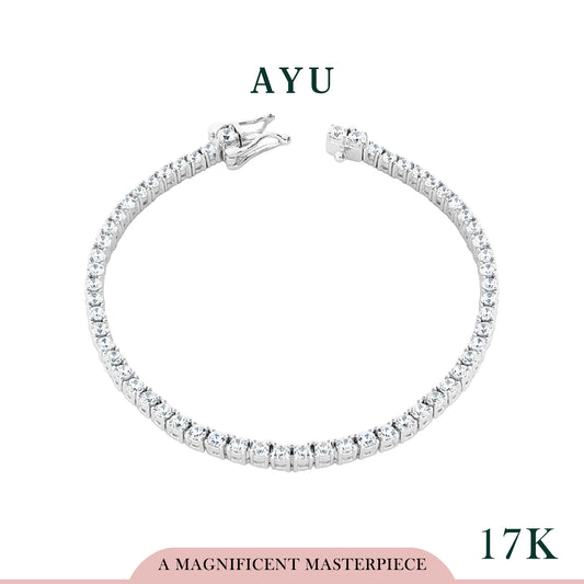 AYU Gelang Emas - Classic Eternity Bracelet 17k White Gold