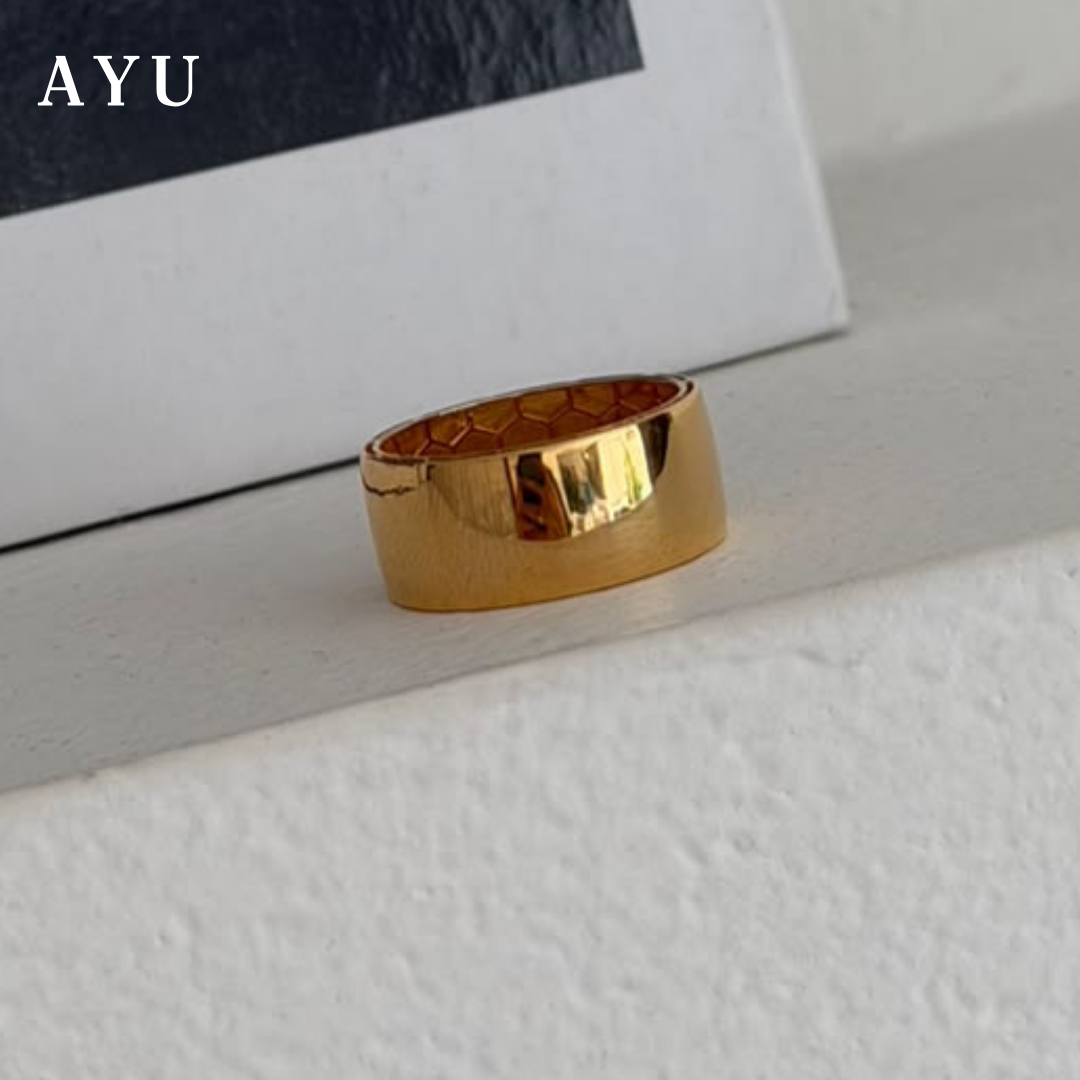 AYU Cincin Emas - Wide Gold Band Ring 17k Rose Gold