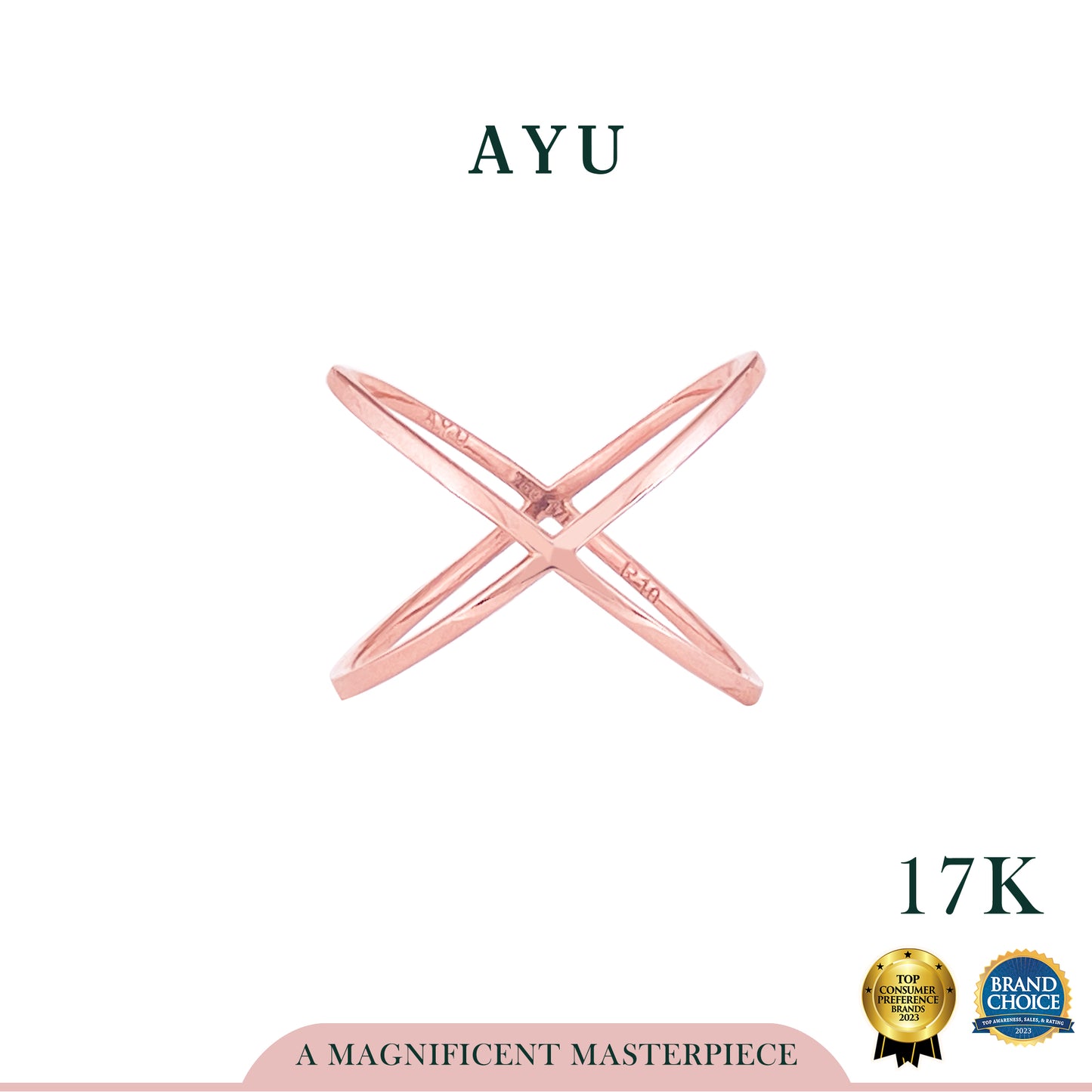 AYU Cincin Emas - Gold X Ring 17K Rose Gold