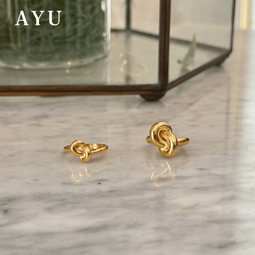 AYU Cincin Emas - Gold Medium Forget Me Knot Ring 16k Yellow Gold