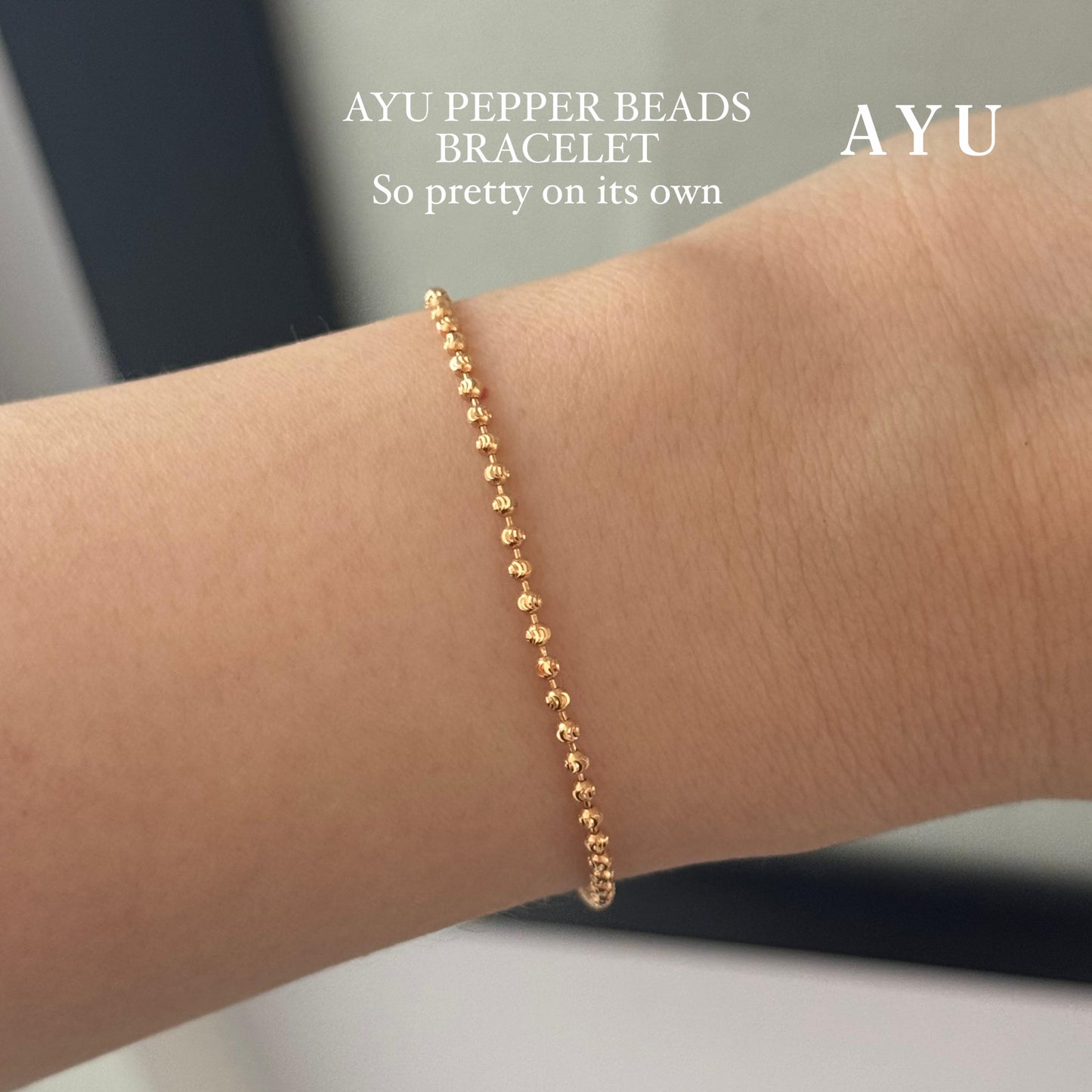 AYU Gelang Emas - Pepper Beads Chain Bracelet 16k Yellow Gold