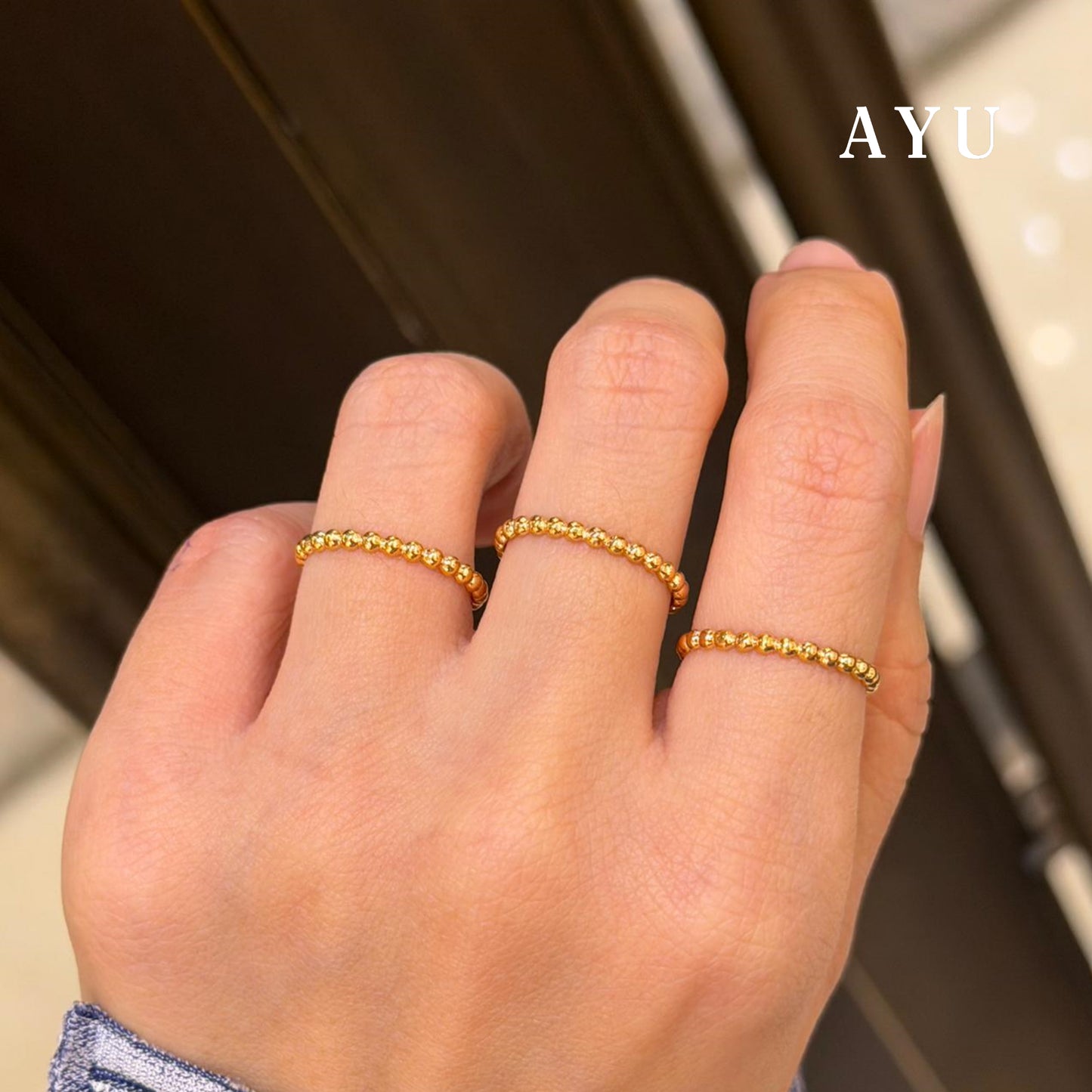 AYU Cincin Emas - Pepper Beads Ring 16k Yellow Gold