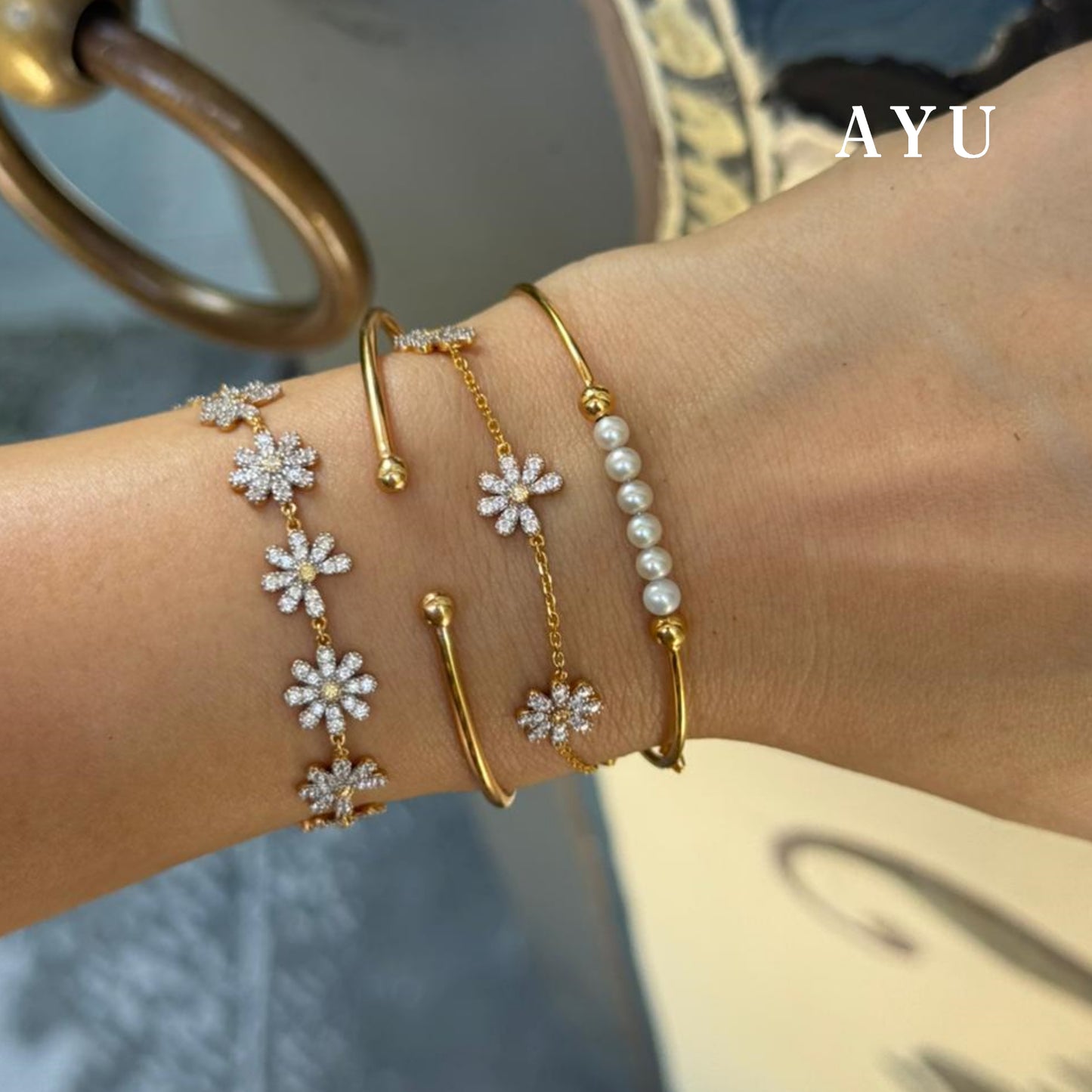 AYU Gelang Emas - 5 G Daisy Chain Bracelet 16k Yellow Gold