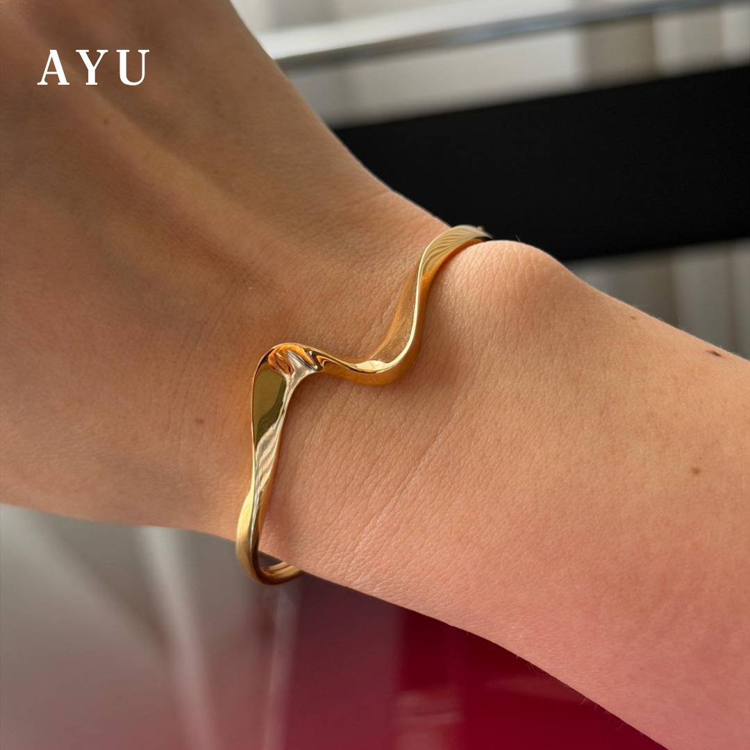 AYU Gelang Emas - Swaying Slow Wave Bangle 16k Yellow Gold