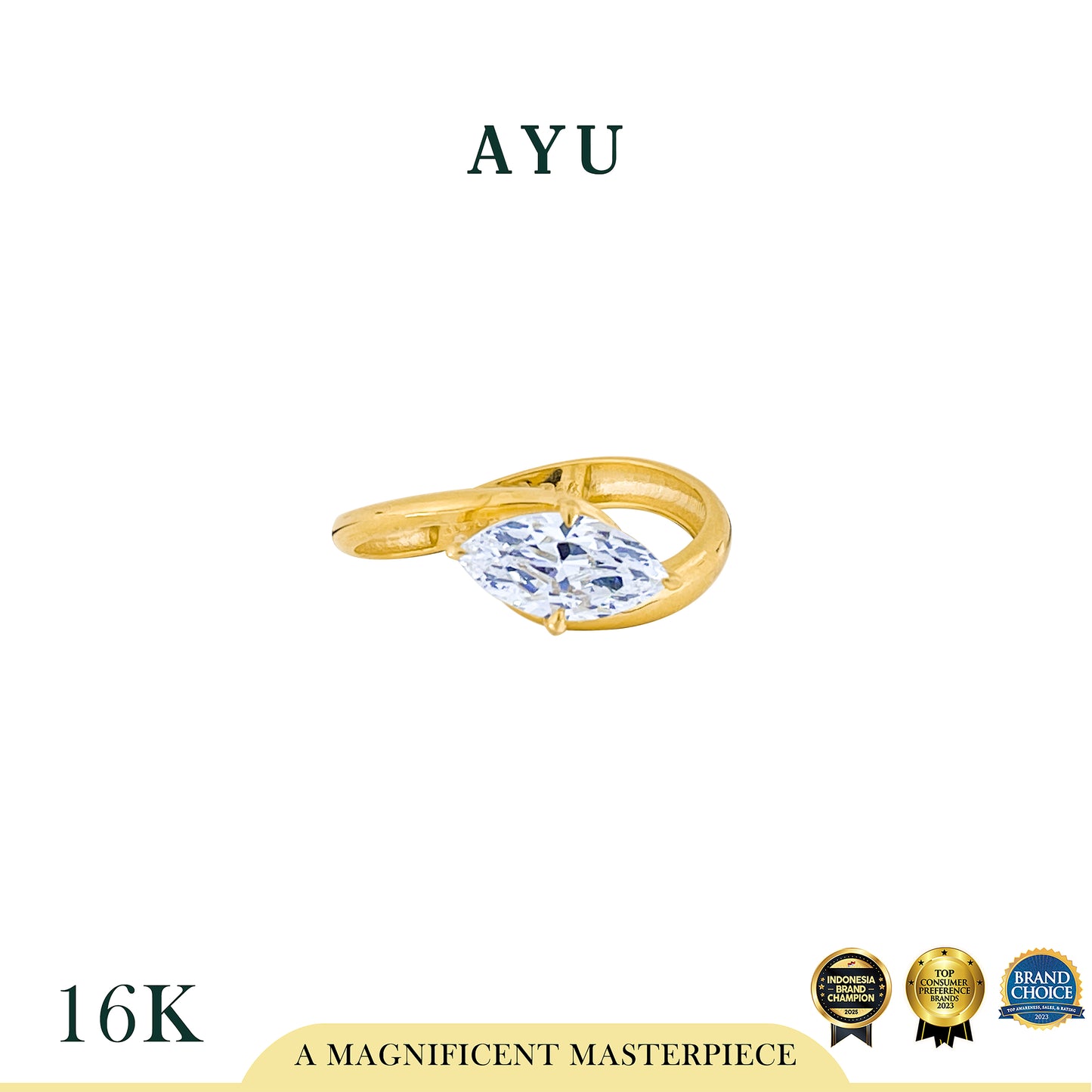 AYU Cincin Emas - Flowy Selly Ring 16k Yellow Gold