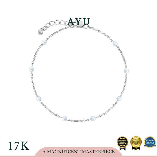 AYU Gelang Emas - Pearl Chain Bracelet 17k White Gold
