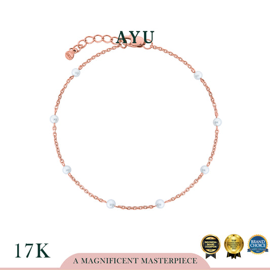 AYU Gelang Emas - Pearl Chain Bracelet 17K Rose Gold