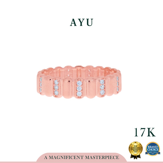 AYU Cincin Emas - Small Alternate Pave Eclaire stack 17k Rose Gold