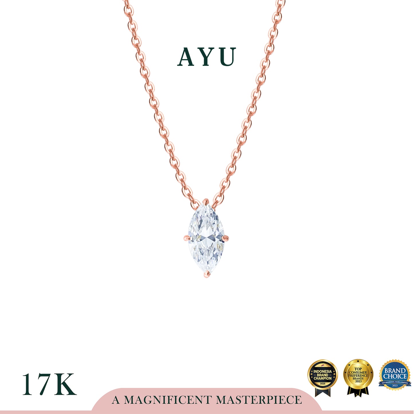 The AYU Mini Selly Adjustable Necklace 17k Rose Gold
