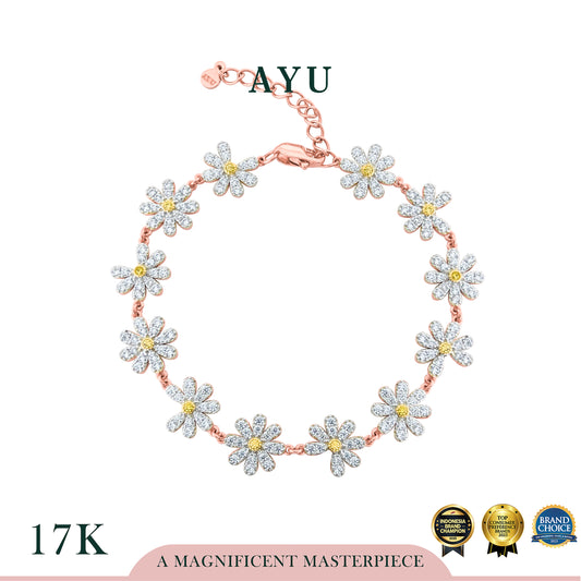AYU Gelang Emas - G Daisy Eternity Bracelet 17k Rose Gold