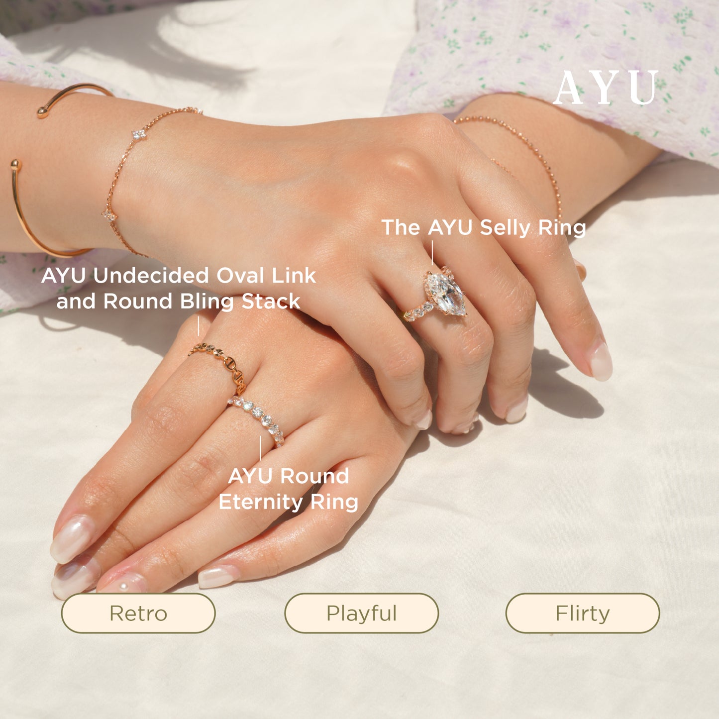 AYU Cincin Emas - Round Eternity Ring 17K Rose Gold