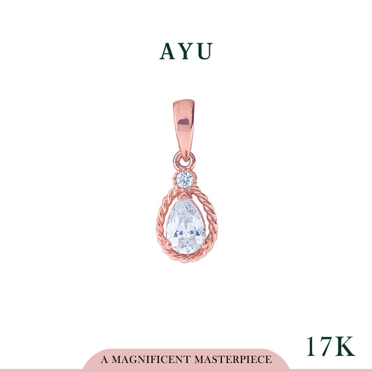 AYU Liontin Emas - Teardrop On Twist Halo Pendant 17k Rose Gold