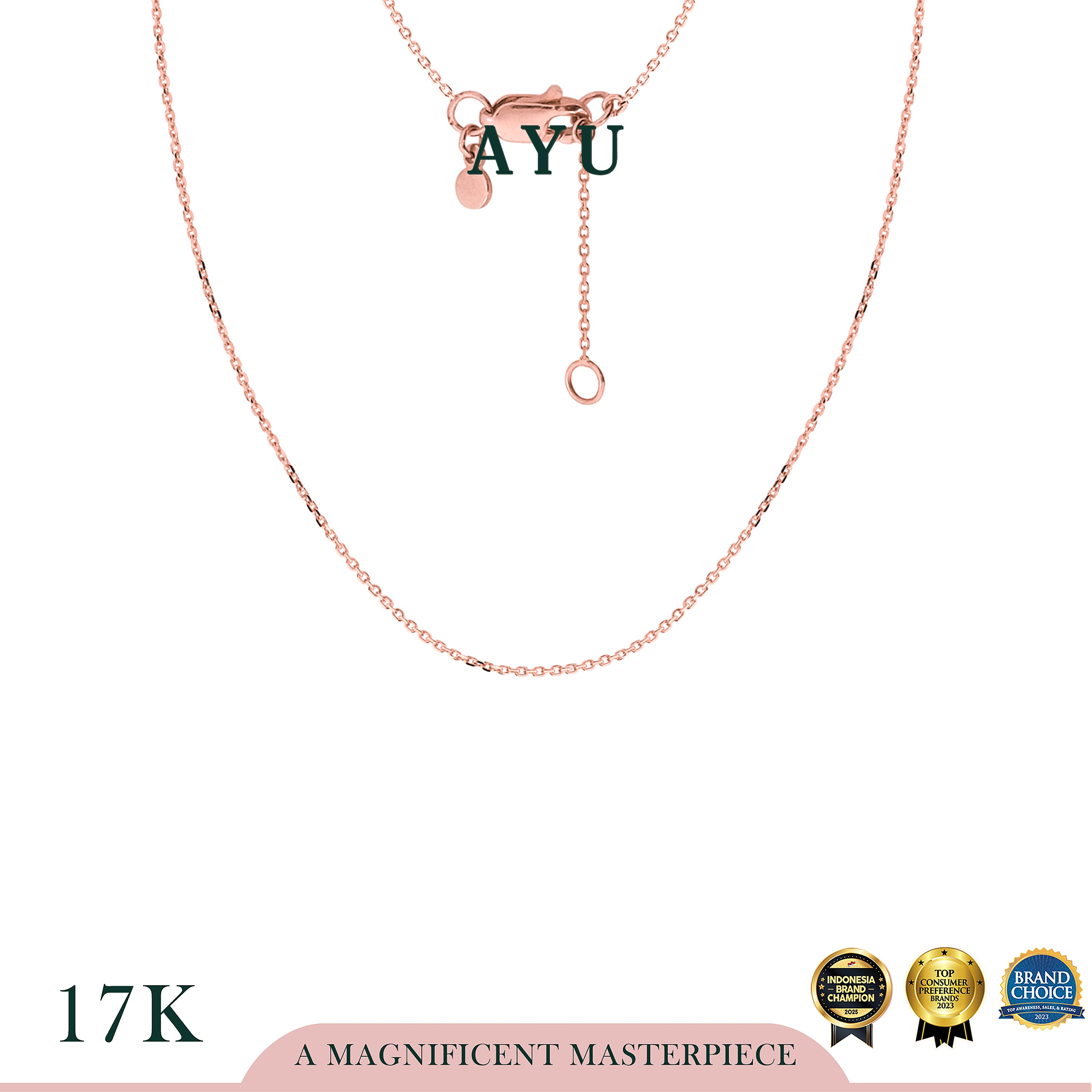 AYU Kalung Emas - Petite Trixie Chain Necklace 17k Rose Gold