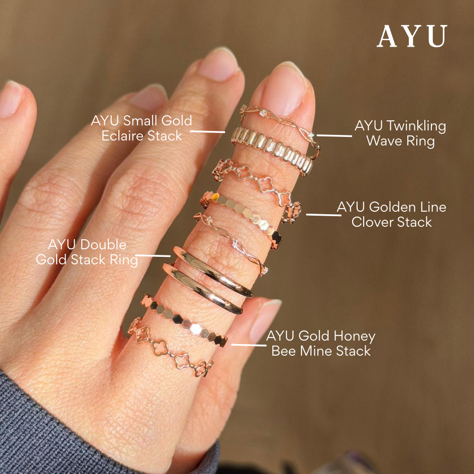 AYU Cincin Emas - Gold Honey Bee Mine Stack 16K Yellow Gold
