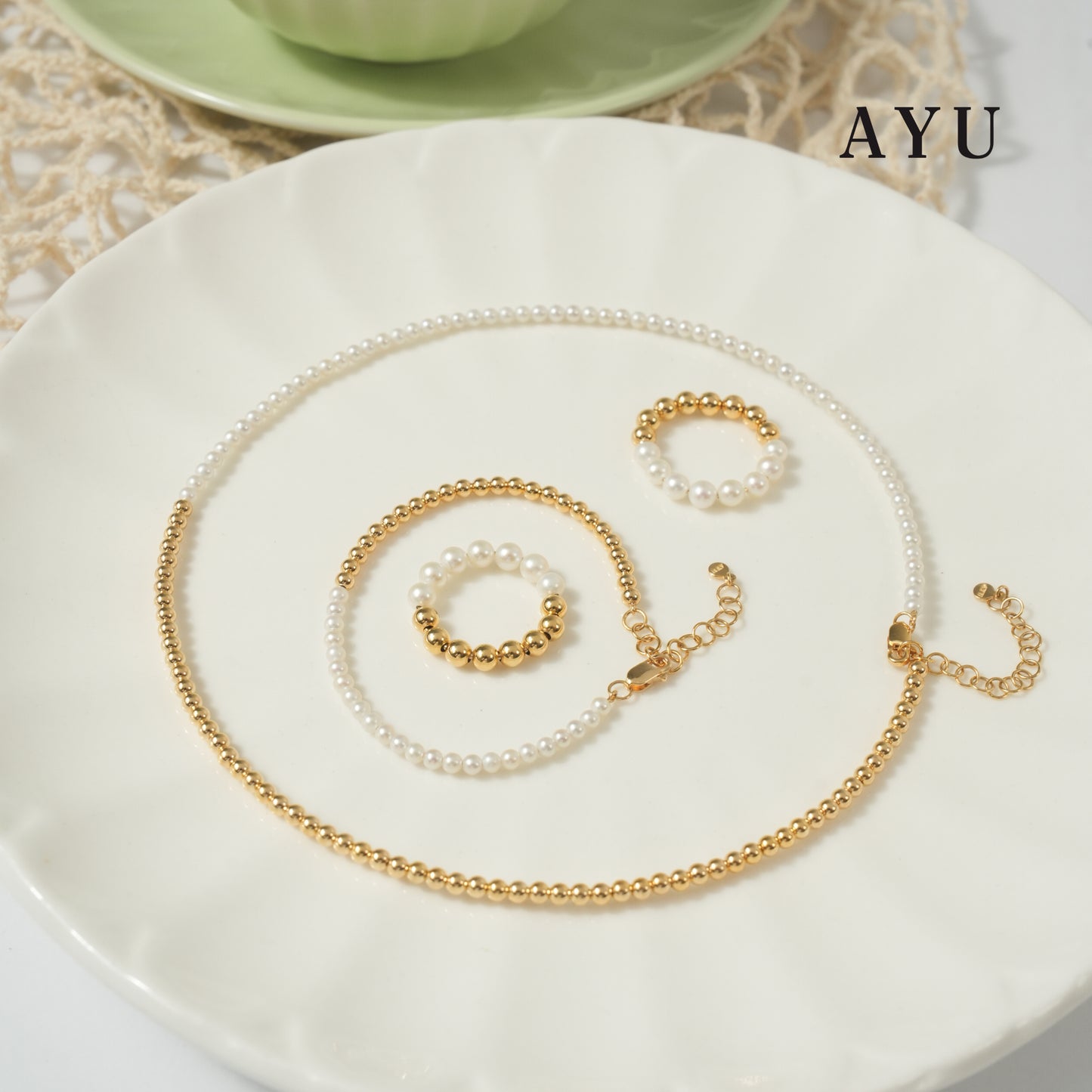 AYU Gelang Emas - Undecided Boba And Pearl Bangle 16k Yellow Gold