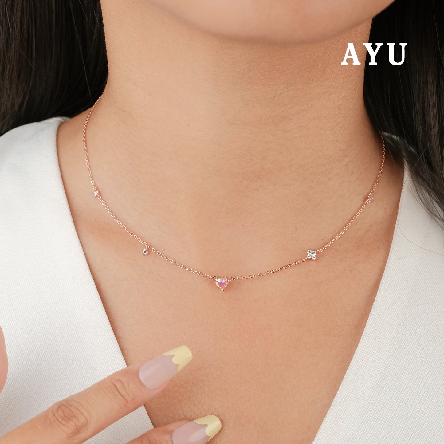 AYU Kalung Emas - Magical Love Is Blossoming Chain Necklace 17k Rose Gold