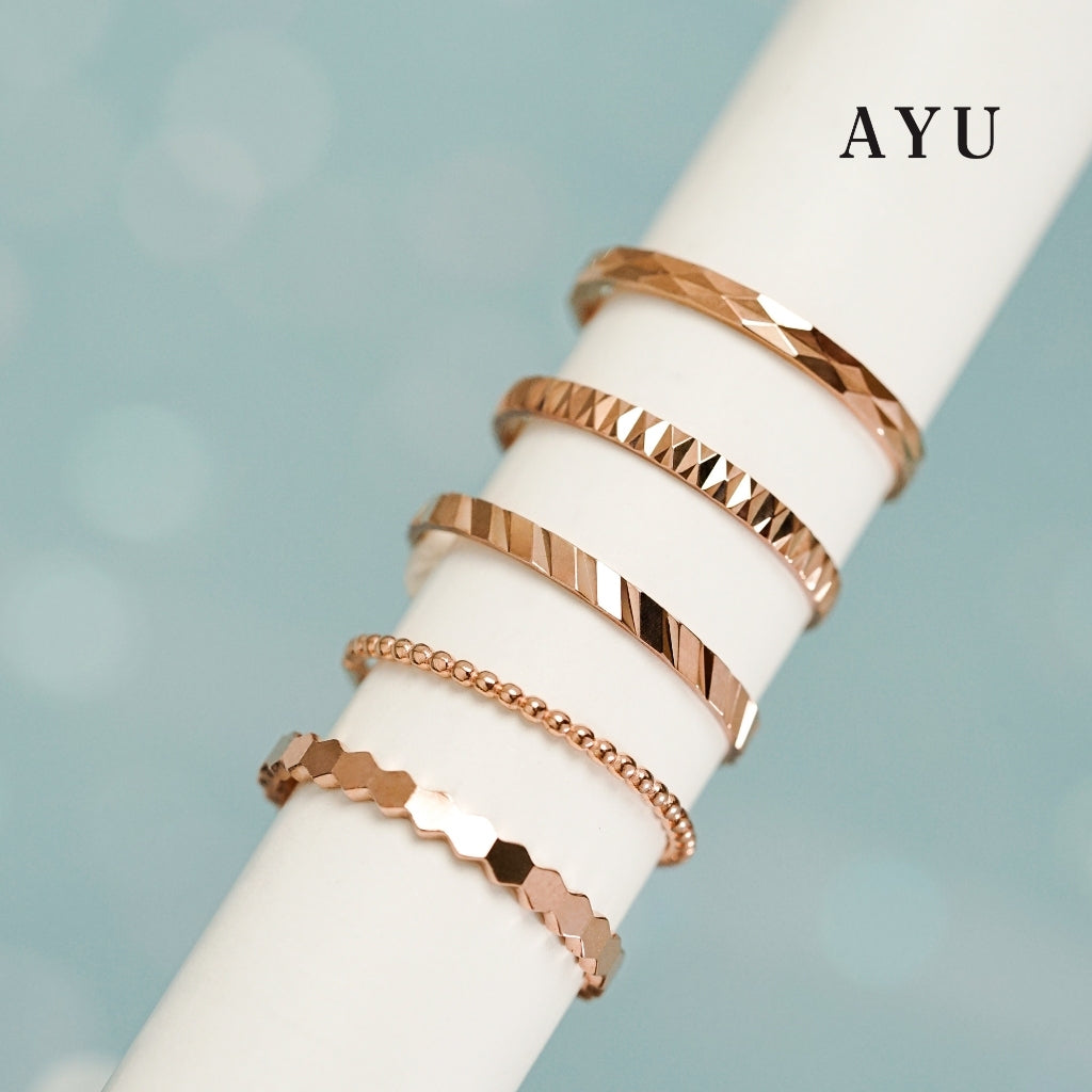 AYU Cincin Emas - Gold Honey Bee Mine Stack 16K Yellow Gold