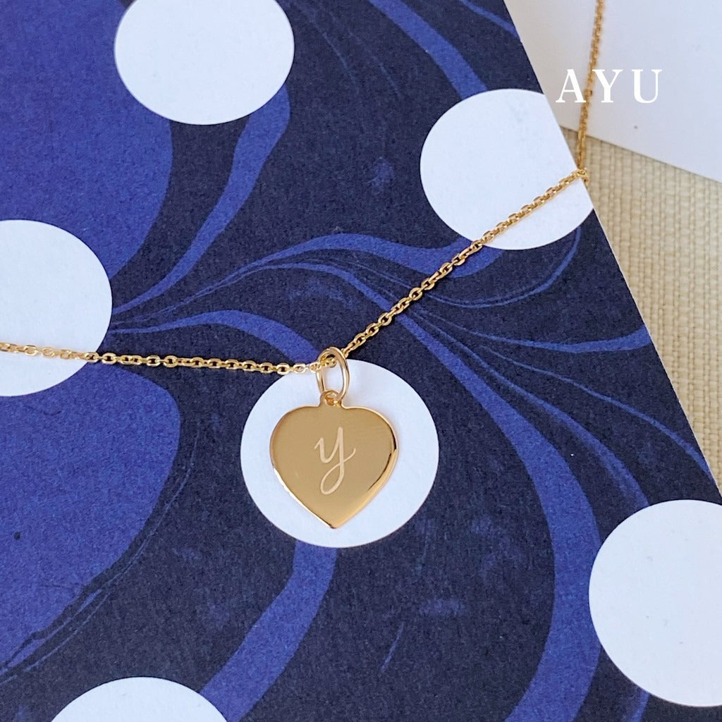 AYU Liontin Emas - Heart Initial Pendant 16K Yellow Gold