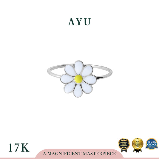 AYU Cincin Emas - Daisy Darling Ring 17k White Gold