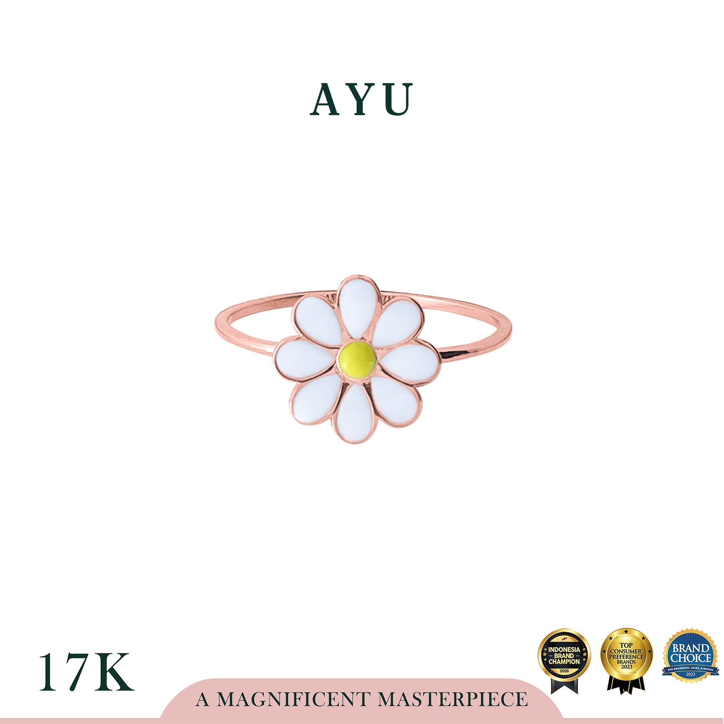 AYU Cincin Emas - Daisy Darling Ring 17k Rose Gold